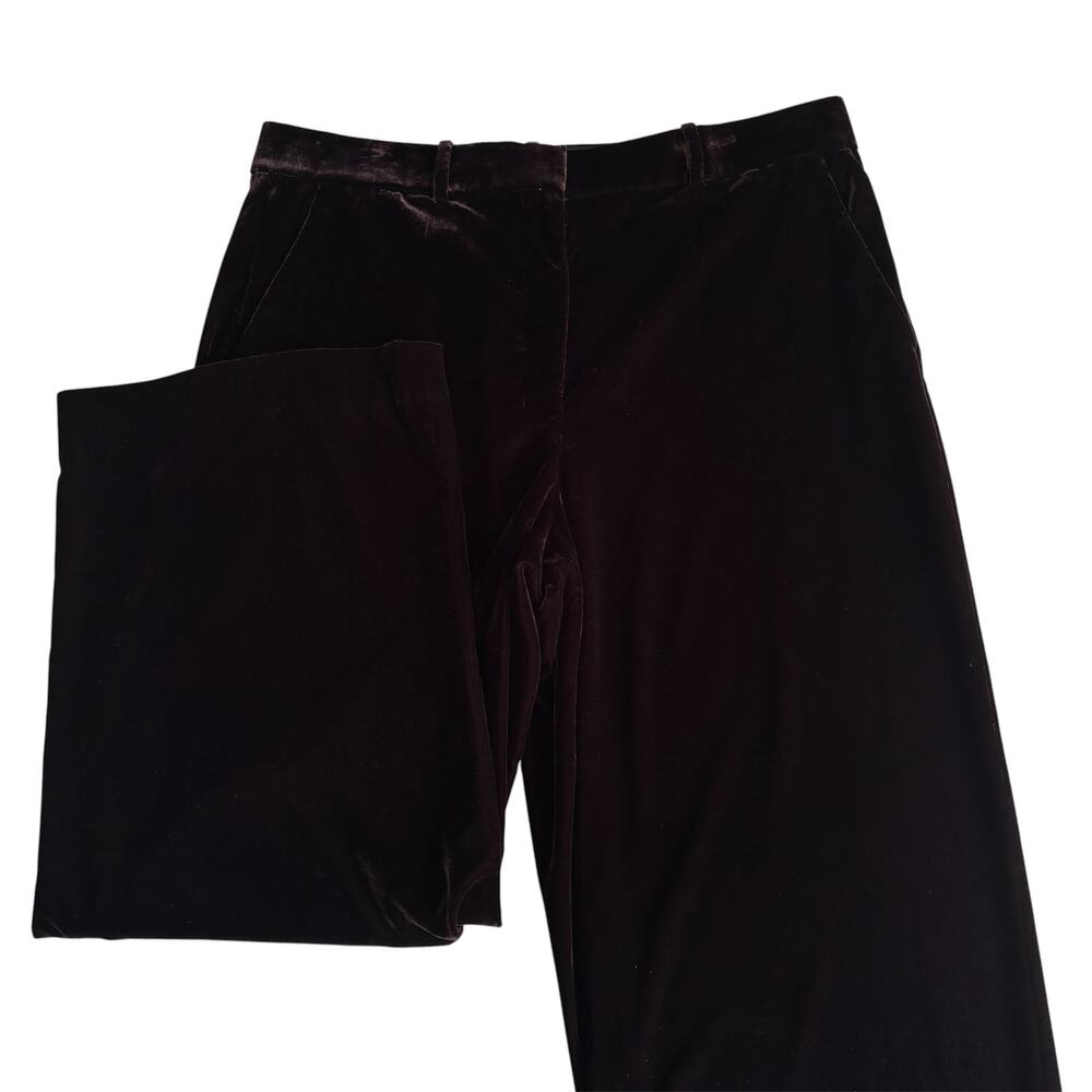 Theory Velvet Chocolate Wide Leg High Rise Trouser Pants Women’s Size 8 Classic
